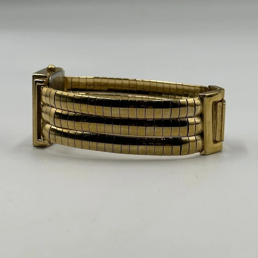 Anne Klein Watch Gold Tone Crystal Bezel Omega Chain Band New Battery 6.25